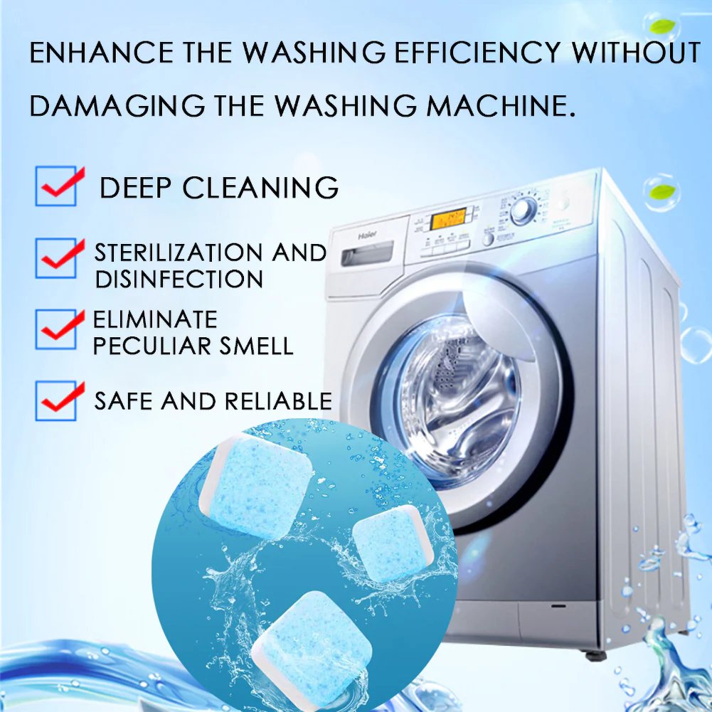 🔥 Powerful Washer Deep Cleaner Tablets – Eliminate Hidden Bacteria & Bad Smells Fast.