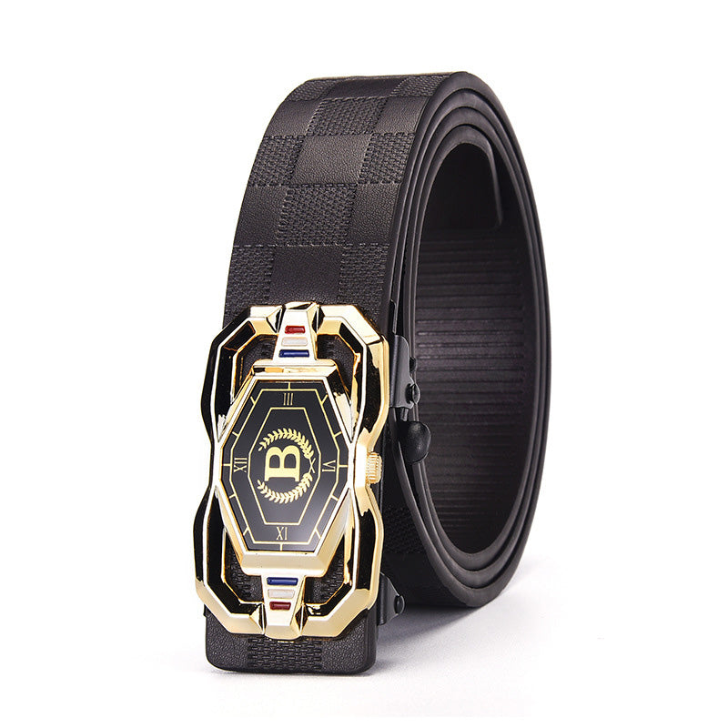 📢📢50% OFF !! ⏰Leather belt for men with elegant crocodile leather pattern, with automatic buckle and made of cowhide.