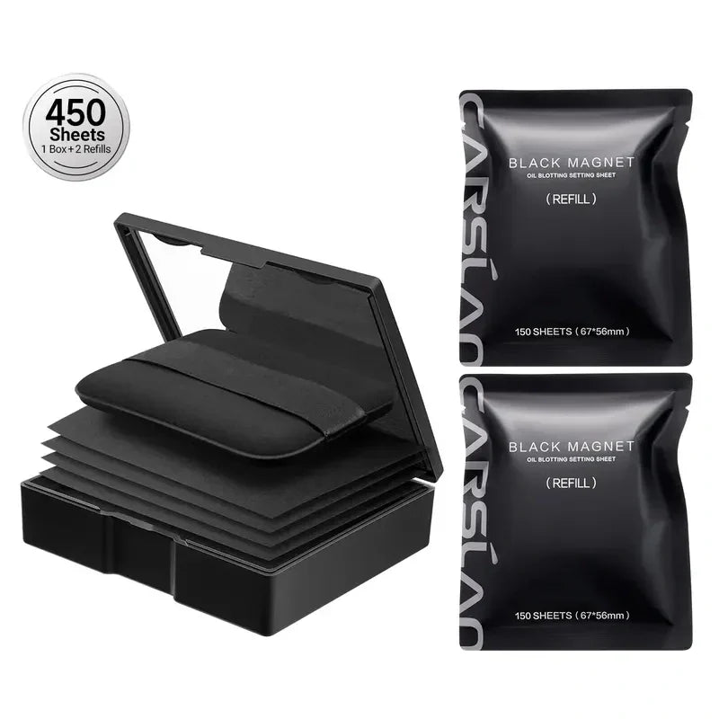 Black Magnet Oil Blotting Setting Sheet - 2 in 1.