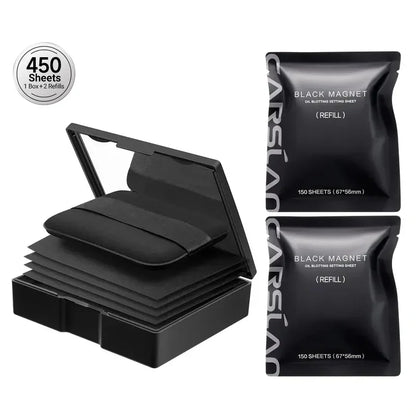 Black Magnet Oil Blotting Setting Sheet - 2 in 1.