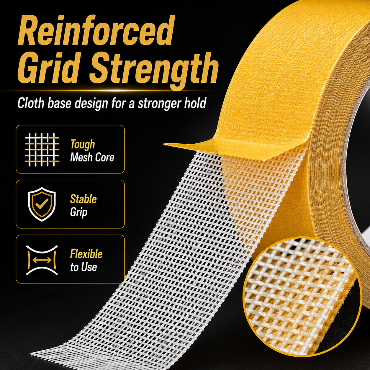 Strong Adhesive Double-sided Gauze Fiber Mesh Tape.