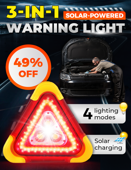 🔥2025 New Arrival🔥3-IN-1 Solar Emergency Triangle Warning Light at the Roadside.