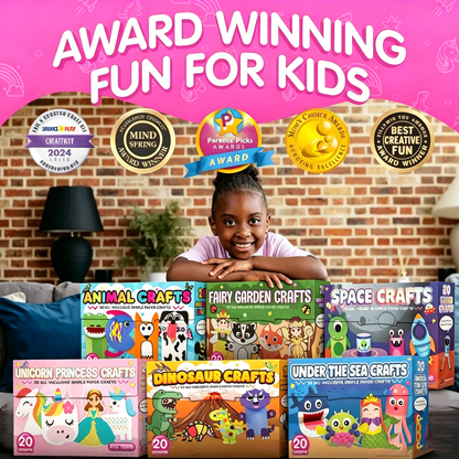 🎨❤️ 20 Princess & Unicorn Crafts in a Box – Fun Mess-Free DIY Kit for Kids Ages 3–8.