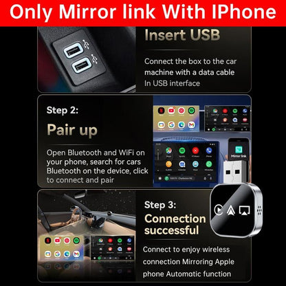 🔥2026 Upgrade 3 in 1 Wireless Carplay Mirror Link Adapter Instant Wired to Wireless Conversion Plug & PlayMini Stable Design for Wired Carplay,AirPlay.