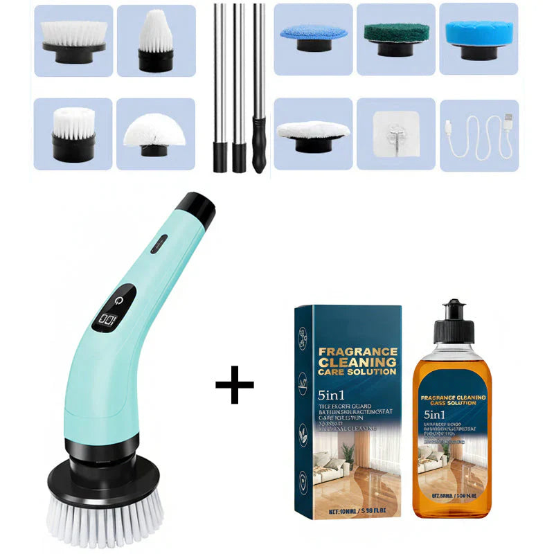 🧽 50% OFF LIMITED SALE! ✨ 9-in-1 Electric Cleaning Brush - 6 Interchangeable Heads with IPX7 Waterproof Rating for Bathroom & Car Cleaning 🚿🚗