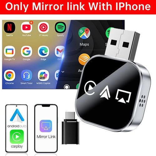 🔥2026 Upgrade 3 in 1 Wireless Carplay Mirror Link Adapter Instant Wired to Wireless Conversion Plug & PlayMini Stable Design for Wired Carplay,AirPlay.
