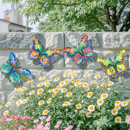 🦋4Pcs Butterfly Metal Wall Decor,Outdoor Hanging Wall Art Sculptures Decoration.