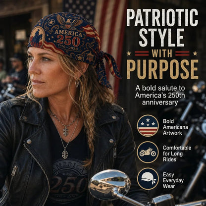 🔥LIMITED AMERICA 250 DESIGN — Cycling Pirate Hat / Biker Headwrap (Adjustable tie-back fit).