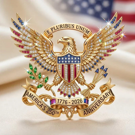 US 250th Anniversary Brooch Pin（Embossed 24K Gold Infill Engraving）
