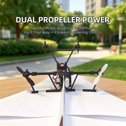 Power-Up RC Paper Airplane Kit with Gyro Stabilizer – DIY Electric Remote Control Plane with Dual Propellers, Lightweight Foldable Flying STEM Toy.