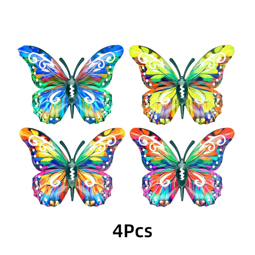 🦋4Pcs Butterfly Metal Wall Decor,Outdoor Hanging Wall Art Sculptures Decoration.