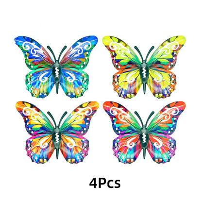 🦋4Pcs Butterfly Metal Wall Decor,Outdoor Hanging Wall Art Sculptures Decoration.
