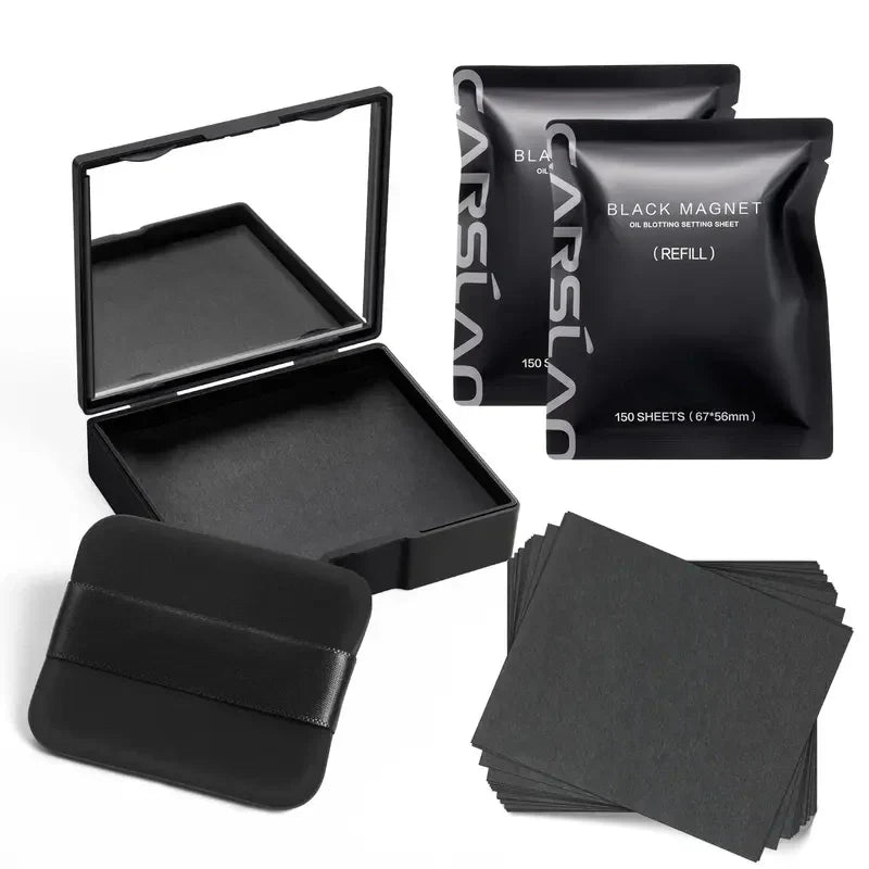 Black Magnet Oil Blotting Setting Sheet - 2 in 1.