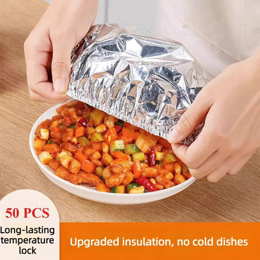Food Container Aluminum Foil Heat-Retaining Cover(50 Pcs).