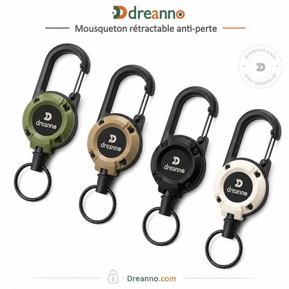 💥DERNIER JOUR DES SOLDES : 50 % DE RÉDUCTION💥🏆Porte-clés avec mousqueton rétractable 🎣 – Cordon en acier de 65 cm, porte-badge robuste, accessoire EDC léger pour clés, cartes d'identité et usage en extérieur