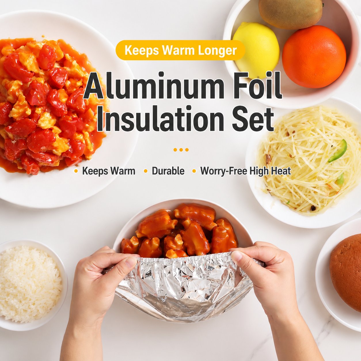Food Container Aluminum Foil Heat-Retaining Cover(50 Pcs).