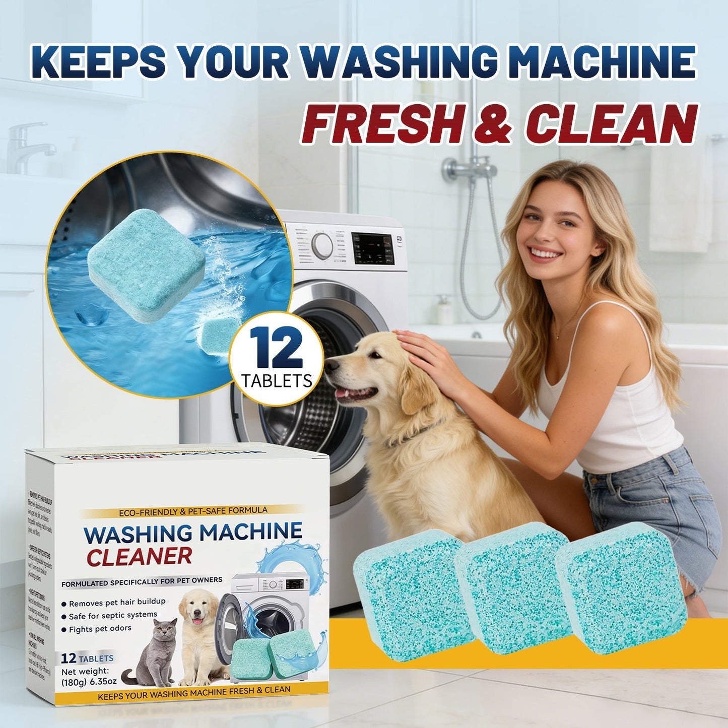 🔥 Powerful Washer Deep Cleaner Tablets – Eliminate Hidden Bacteria & Bad Smells Fast.