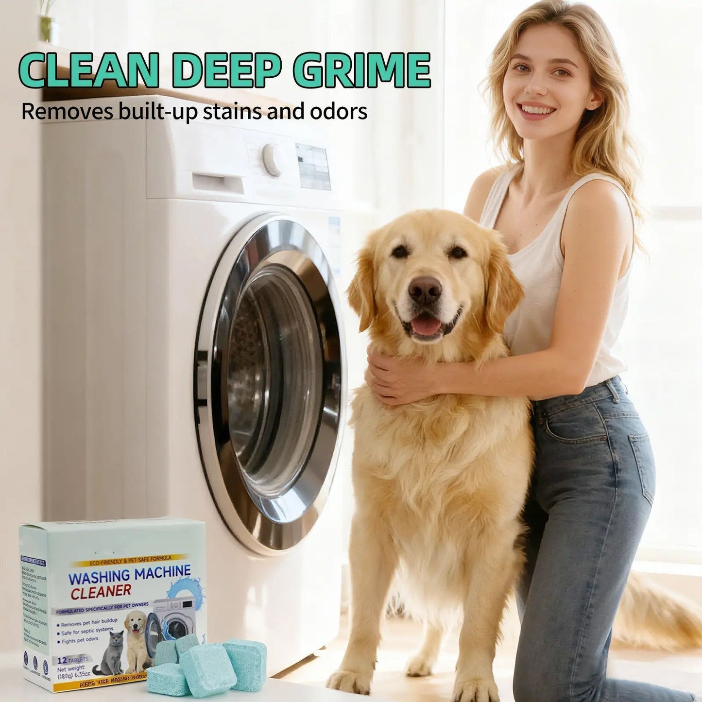 🔥 Powerful Washer Deep Cleaner Tablets – Eliminate Hidden Bacteria & Bad Smells Fast.