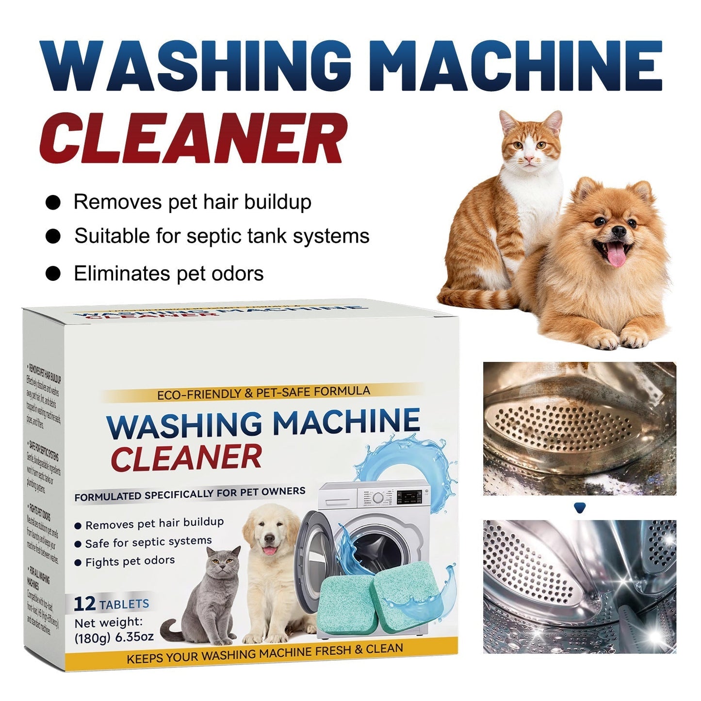 🔥 Powerful Washer Deep Cleaner Tablets – Eliminate Hidden Bacteria & Bad Smells Fast.