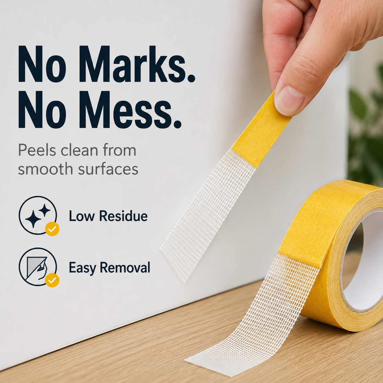 Strong Adhesive Double-sided Gauze Fiber Mesh Tape.