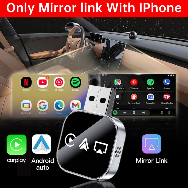 🔥2026 Upgrade 3 in 1 Wireless Carplay Mirror Link Adapter Instant Wired to Wireless Conversion Plug & PlayMini Stable Design for Wired Carplay,AirPlay.