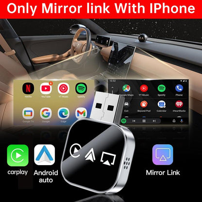 🔥2026 Upgrade 3 in 1 Wireless Carplay Mirror Link Adapter Instant Wired to Wireless Conversion Plug & PlayMini Stable Design for Wired Carplay,AirPlay.