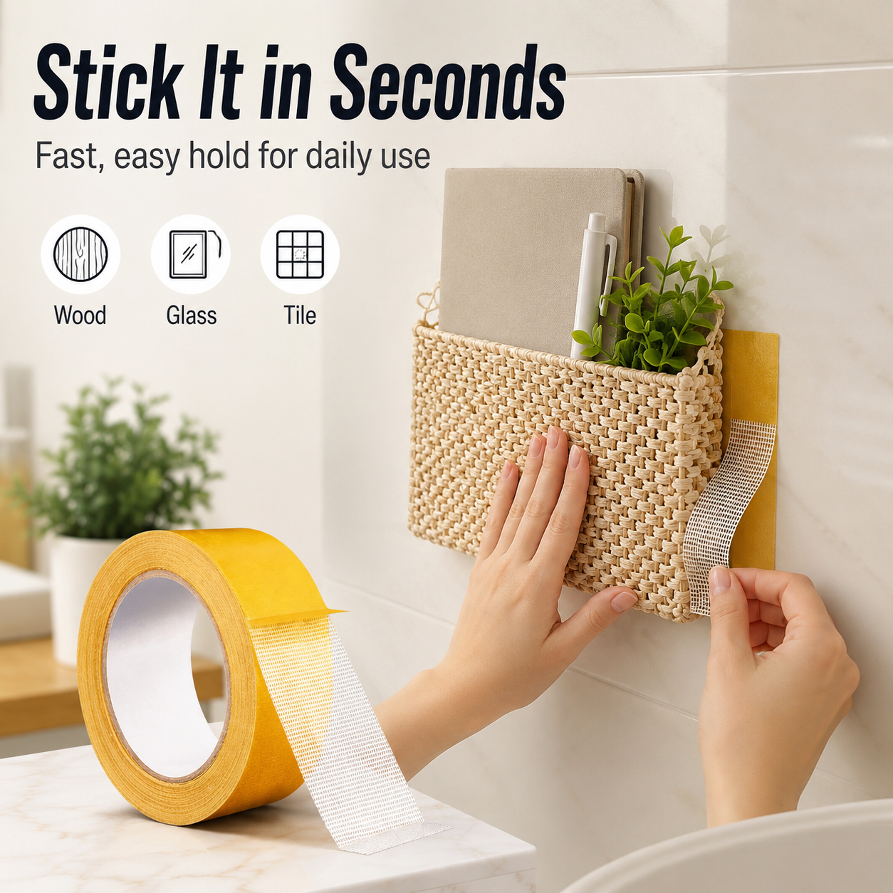 Strong Adhesive Double-sided Gauze Fiber Mesh Tape.