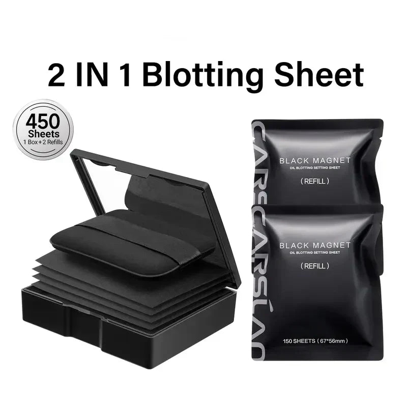 Black Magnet Oil Blotting Setting Sheet - 2 in 1.