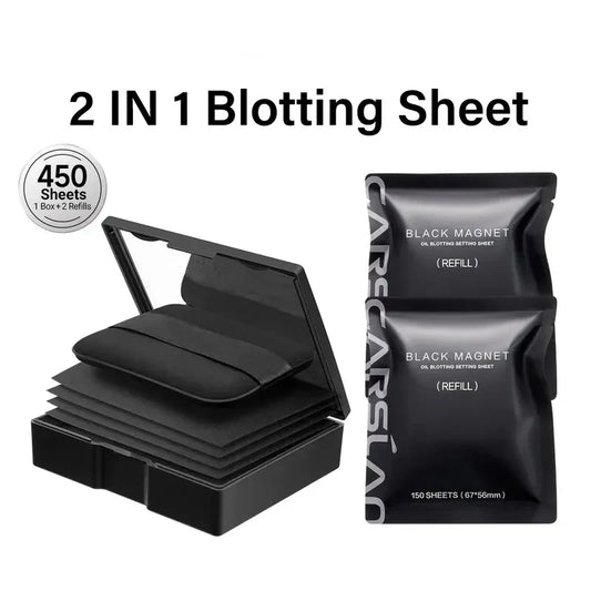 Black Magnet Oil Blotting Setting Sheet - 2 in 1.