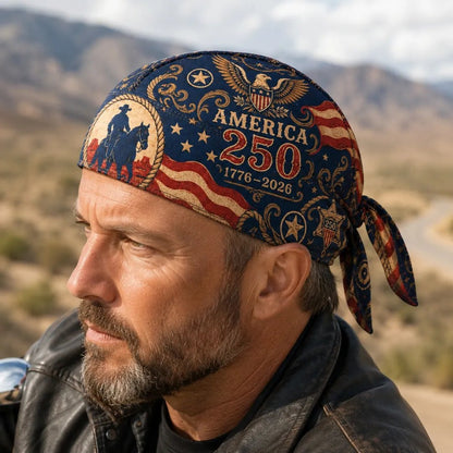 🔥LIMITED AMERICA 250 DESIGN — Cycling Pirate Hat / Biker Headwrap (Adjustable tie-back fit).