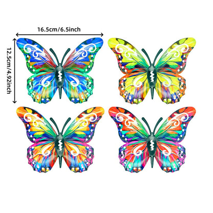 🦋4Pcs Butterfly Metal Wall Decor,Outdoor Hanging Wall Art Sculptures Decoration.