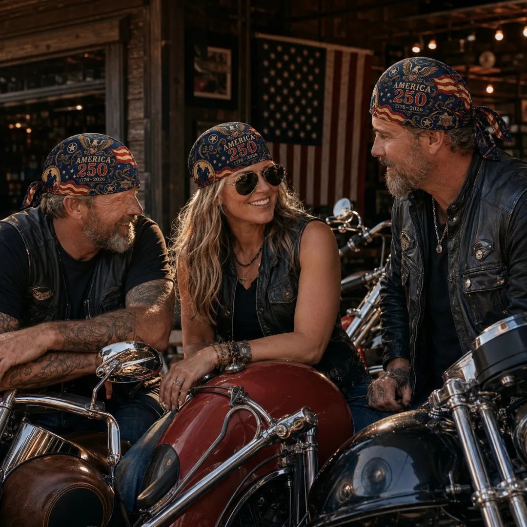 🔥LIMITED AMERICA 250 DESIGN — Cycling Pirate Hat / Biker Headwrap (Adjustable tie-back fit).