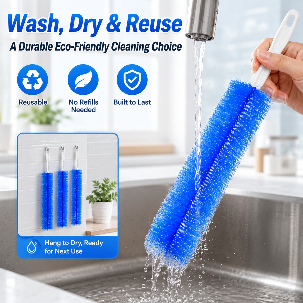 Bendable Microfiber Head,Reusable Dust Remover.