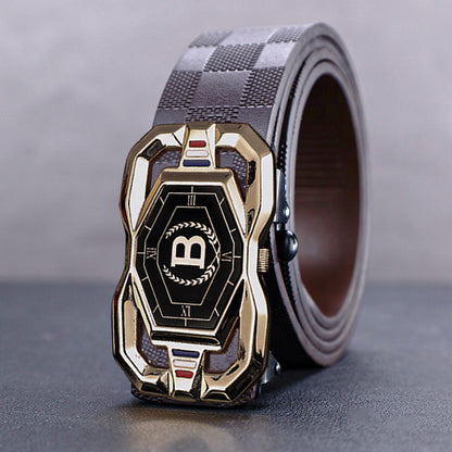 📢📢50% OFF !! ⏰Leather belt for men with elegant crocodile leather pattern, with automatic buckle and made of cowhide.