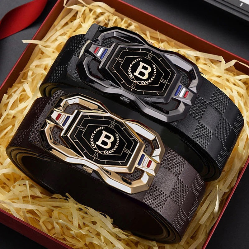 📢📢50% OFF !! ⏰Leather belt for men with elegant crocodile leather pattern, with automatic buckle and made of cowhide.