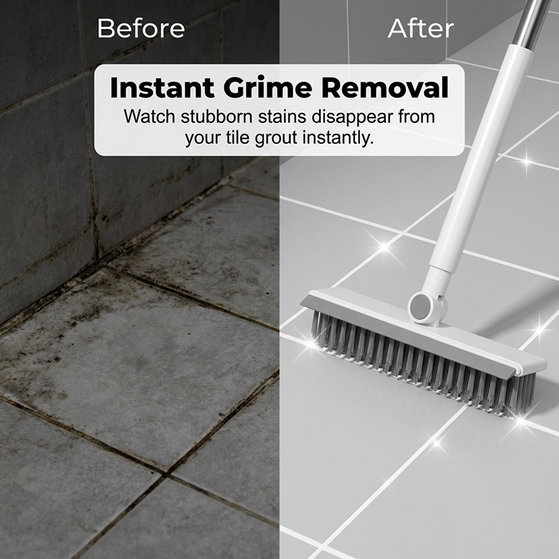 🧹 2-in-1 Grout & Corner Scrubber Brush with Squeegee🫧.